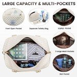 LOVEVOOK Travel Duffle Bag, Weekender Bags for Women with Shoe Compartment, Carry on Bag with Toiletry Bag, Gym Bag with Wet Pocket, Hospital Bags for Labor and Delivery, Beige
