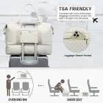 LOVEVOOK Travel Duffle Bag, Weekender Bags for Women with Shoe Compartment, Carry on Bag with Toiletry Bag, Gym Bag with Wet Pocket, Hospital Bags for Labor and Delivery, Beige