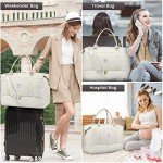 LOVEVOOK Travel Duffle Bag, Weekender Bags for Women with Shoe Compartment, Carry on Bag with Toiletry Bag, Gym Bag with Wet Pocket, Hospital Bags for Labor and Delivery, Beige