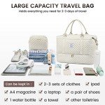 LOVEVOOK Travel Duffle Bag, Weekender Bags for Women with Shoe Compartment, Carry on Bag with Toiletry Bag, Gym Bag with Wet Pocket, Hospital Bags for Labor and Delivery, Beige
