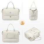 LOVEVOOK Travel Duffle Bag, Weekender Bags for Women with Shoe Compartment, Carry on Bag with Toiletry Bag, Gym Bag with Wet Pocket, Hospital Bags for Labor and Delivery, Beige