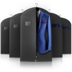 Hleelomi 5 Pack 40-inch Suit Bag Garment Bag for Travel and Storage, Garment Bags for Hanging Clothes with Zipper and Visible Transparent Window, Black