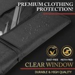 Hleelomi 5 Pack 40-inch Suit Bag Garment Bag for Travel and Storage, Garment Bags for Hanging Clothes with Zipper and Visible Transparent Window, Black