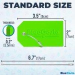 BlueCosto - Luggage Tags - Large, Green, 5 PK - PVC Suitcase Tags w/Privacy Cover & Stainless Steel Wire Loops - Personalized Baggage Identifiers for Travel - Backpack Name Labels