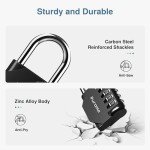 Puroma 2 Pack Combination Lock for Locker 4 Digit Outdoor Waterproof Padlock for School, Gym, Sports, Fence, Toolbox, Gate, Case, Outdoor, Hasp Storage (Black)