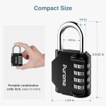 Puroma 2 Pack Combination Lock for Locker 4 Digit Outdoor Waterproof Padlock for School, Gym, Sports, Fence, Toolbox, Gate, Case, Outdoor, Hasp Storage (Black)