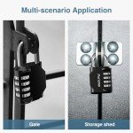 Puroma 2 Pack Combination Lock for Locker 4 Digit Outdoor Waterproof Padlock for School, Gym, Sports, Fence, Toolbox, Gate, Case, Outdoor, Hasp Storage (Black)