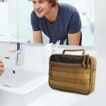SMONT Tactical Toiletry Bag for Men Travel, Hanging Dopp Kit Shaving Hygiene Bag for Traveling Bathroom Brown