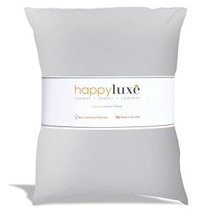 Happyluxe Odyssey Travel Pillow for Long Flights - Soft, Small, Alternative to Down and Memory Foam. 17 x 13in - Made in The USA, Silver Gray Airplane Pillow for Adults Sleeping, Camping or Nap