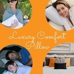Happyluxe Odyssey Travel Pillow for Long Flights - Soft, Small, Alternative to Down and Memory Foam. 17 x 13in - Made in The USA, Silver Gray Airplane Pillow for Adults Sleeping, Camping or Nap