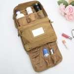 SMONT Tactical Toiletry Bag for Men Travel, Hanging Dopp Kit Shaving Hygiene Bag for Traveling Bathroom Brown