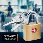 Lewis N. Clark Mini Brass Square TSA Lock + Padlock for Luggage, Suitcase, Carry On, Backpack, Laptop Bag or Purse - Perfect for Airport, Hotel, & Gym, 2 Keys Included - 3 Pack