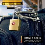 Lewis N. Clark Mini Brass Square TSA Lock + Padlock for Luggage, Suitcase, Carry On, Backpack, Laptop Bag or Purse - Perfect for Airport, Hotel, & Gym, 2 Keys Included - 3 Pack