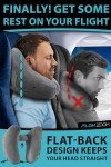FLOWZOOM Air Inflatable Neck Pillow for Traveling on Plane - H-Shape Hooded Travel Pillow with 5 Snooze Modes, Fast Inflation, Pressure Control, Cozy Clip-On Hood & Plushy Cover - Size L, Silver Gray
