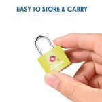 4 Pack TSA Approved Travel Luggage Locks with Keys, Solid Brass Copper Keyed Padlock, ABS Plastic Covered Small Locks for Suitcase, Backpack, Gym Locker, Jewelry Box-by GIVERARE