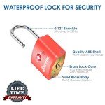 4 Pack TSA Approved Travel Luggage Locks with Keys, Solid Brass Copper Keyed Padlock, ABS Plastic Covered Small Locks for Suitcase, Backpack, Gym Locker, Jewelry Box-by GIVERARE