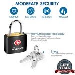 4 Pack TSA Approved Travel Luggage Locks with Keys, Solid Brass Copper Keyed Padlock, ABS Plastic Covered Small Locks for Suitcase, Backpack, Gym Locker, Jewelry Box-by GIVERARE