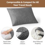 PEUJEW Small Shredded Memory Foam Pillow, Camping Pillow Travel Pillow - Compressible Medium Firm, Breathable Cover, Ideal Backpacking Hiking, Airplane and Car