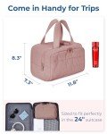 BAGSMART Travel Toiletry Bag, Lightweight Large Wide-open Travel Bag for Women, Puffy Cosmetic Makeup Bag Organizer with Handle for Accessories,Essentials, Toiletries, Dark Pink