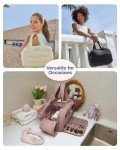 BAGSMART Travel Toiletry Bag, Lightweight Large Wide-open Travel Bag for Women, Puffy Cosmetic Makeup Bag Organizer with Handle for Accessories,Essentials, Toiletries, Dark Pink