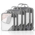 NICOSHOW 6 Set Compression Packing Cubes for Travel - Compressible, Lightweight, and Space-Saving Packing Cubes, Travel Essentials for Women, Grey