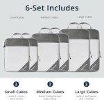 NICOSHOW 6 Set Compression Packing Cubes for Travel - Compressible, Lightweight, and Space-Saving Packing Cubes, Travel Essentials for Women, Grey
