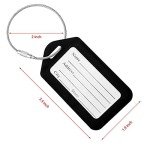 BlueCosto Luggage Tags (Small, Black, 10 PK) - Suitcase Tags w/Name ID Card & Heavy-Duty Metal Wire Loops - Bright Colored PVC Tags for Travel Baggage - Backpack Name Labels