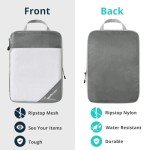 NICOSHOW 6 Set Compression Packing Cubes for Travel - Compressible, Lightweight, and Space-Saving Packing Cubes, Travel Essentials for Women, Grey