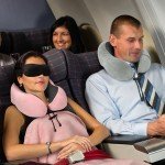 urnexttour Travel Pillow and Blanket Set Neck Pillows Travel Essentials with Sleep Mask for Airplane Car Memory Foam Pink