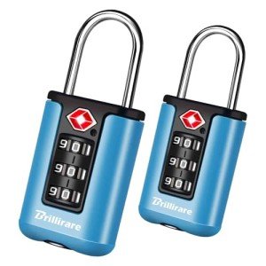 BRILLIRARE 2 Pack TSA Approved Luggage Locks, Combination Travel Padlock, 3-Digit Waterproof Lock, TSA Accepted Outdoor Keyless Resettable Lock for Lockers, Bags, Backpack, Gym, Gate-Blue