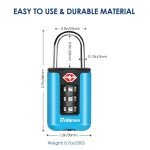 BRILLIRARE 2 Pack TSA Approved Luggage Locks, Combination Travel Padlock, 3-Digit Waterproof Lock, TSA Accepted Outdoor Keyless Resettable Lock for Lockers, Bags, Backpack, Gym, Gate-Blue