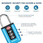 BRILLIRARE 2 Pack TSA Approved Luggage Locks, Combination Travel Padlock, 3-Digit Waterproof Lock, TSA Accepted Outdoor Keyless Resettable Lock for Lockers, Bags, Backpack, Gym, Gate-Blue