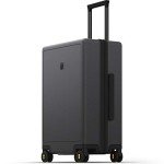 LEVEL8 Checked Luggage, Large Suitcase, Lightweight Luminous Textured Tsa Approved Medium Hardside Luggages with 8 Spinner Wheels, 24 Inch, Dark Grey