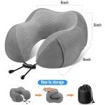 CloudBliss Travel Pillow Premium Memory Foam, Comfortable & Supportive Neck Pillow, Neck Pillows for Sleeping Travel, Airplane Pillow for Sleeping Airplane, Car, Office and Home（Black & Dark Grey）