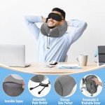 CloudBliss Travel Pillow Premium Memory Foam, Comfortable & Supportive Neck Pillow, Neck Pillows for Sleeping Travel, Airplane Pillow for Sleeping Airplane, Car, Office and Home（Black & Dark Grey）