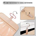 COOSKY Travel Hanging Toiletry Bag for Women, Holds Full-Size Shampoo, with Jewelry Organizer Compartment, Extra Large Makeup Bag, Waterproof Cosmetic Bag, Toiletries Kit Set with Trolley Belt, Black