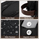Wedama Toiletry Bag for Men, Medium Hanging Travel Toiletry Bag, Extra Electronic Organizer Bag Waterproof Travel Bag for Toiletries with PU Handle for Travel Business Trips Swim Camping, Black&Brown