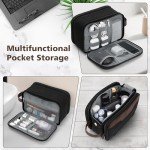 Wedama Toiletry Bag for Men, Medium Hanging Travel Toiletry Bag, Extra Electronic Organizer Bag Waterproof Travel Bag for Toiletries with PU Handle for Travel Business Trips Swim Camping, Black&Brown