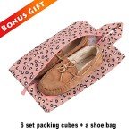 Luggage Cubes,Mossio 7 Pack Lightweight Toiletry Organizer Space Saver Travel Accessories Pink Leopard