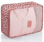 Luggage Cubes,Mossio 7 Pack Lightweight Toiletry Organizer Space Saver Travel Accessories Pink Leopard