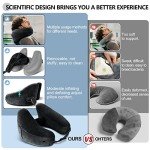 Sunany Neck Pillow for Travel Inflatable Airplane Pillow Comfortably Supports Head, Neck and Chin, Inflatable Travel Pillow with Soft Velour Cover and Portable Drawstring Bag (Black)