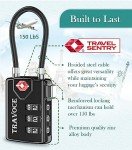 TSA Approved Luggage Locks, Travel Locks Which Also Work Great as Gym Locks, Toolbox Lock, Backpack and More, Black 4 Pack