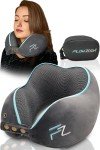 FLOWZOOM Memory Foam Travel Pillow for Airplanes & Car Rides – Adjustable Airplane Pillow with 360° Chin and Neck Support for Comfy Naps, Extra-Soft Washable Neck Pillow Cover, Squeezy Mesh Bag – Grey
