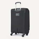 Amazon Basics Luggage, 25" Medium Checked Softside Suitcase With Wheels, With Four 360-Degree Multi-directional Spinner Wheels, Expandable Space, Zippered Pocket and Straps, Telescopic Handle, Black