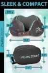 FLOWZOOM Memory Foam Travel Pillow for Airplanes & Car Rides – Adjustable Airplane Pillow with 360° Chin and Neck Support for Comfy Naps, Extra-Soft Washable Neck Pillow Cover, Squeezy Mesh Bag – Grey