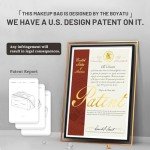 BOYATU Travel Makeup Bags Cosmetic Organizer Bag: 3-Set Large Capacity Make up Bag - PU Leather Toiletry Bags for Women - Wide Open Portable Pouch with Divider & Handle (01-Light Blue)