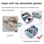 BOYATU Travel Makeup Bags Cosmetic Organizer Bag: 3-Set Large Capacity Make up Bag - PU Leather Toiletry Bags for Women - Wide Open Portable Pouch with Divider & Handle (01-Light Blue)