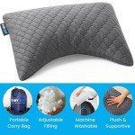 Sidney Sleep Mini Travel Size Neck Pillow - Knee, Back Lumbar and Support - Small Curved Pillow - 14 x 19 Inches - Adjustable Loft - Washable - Drawstring Backpack Included (Mini - Grey)