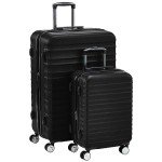 Amazon Basics 2 Piece Set (20", 28") With TSA Locks, Hardshell Suitcases With Four Multi-directional Wheels, Expandable For Up to 25% More Space, With Scratch-Resistant Surface, Black