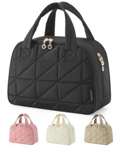 BAGSMART Travel Toiletry Bag, Large Wide-open Travel Bag for Toiletries, Puffy Makeup Cosmetic Travel Bag with Handle-Black